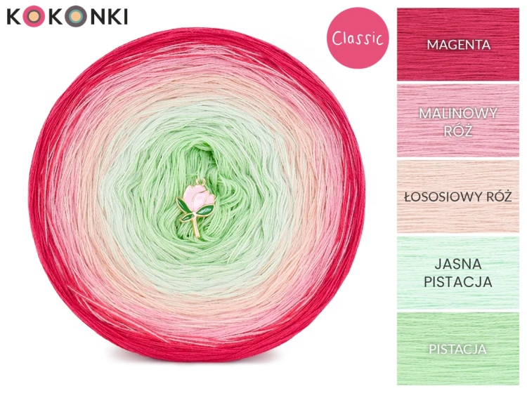 KOKONEK Classic B237 Joanna - Magenta/malinowy róż/łososiowy róż/jasna pistacja/pistacja