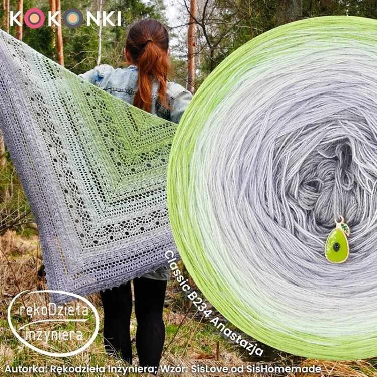 Autorka: Rękodzieła Inżyniera; Wzór: SisLove od SisHomemade; Szydełko: 3,5 mm; Wymiary: 165x85 cm