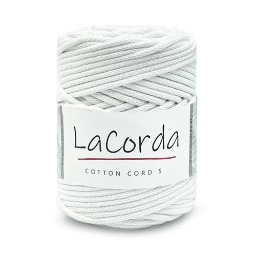 Sznurek La Corda Cotton Cord 5mm / rolka 100m / 100 biel