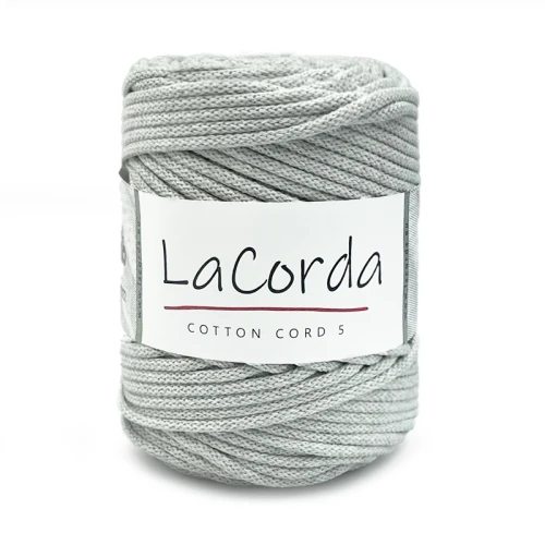 Sznurek La Corda Cotton Cord 5mm / rolka 100m / 110 jasny szary