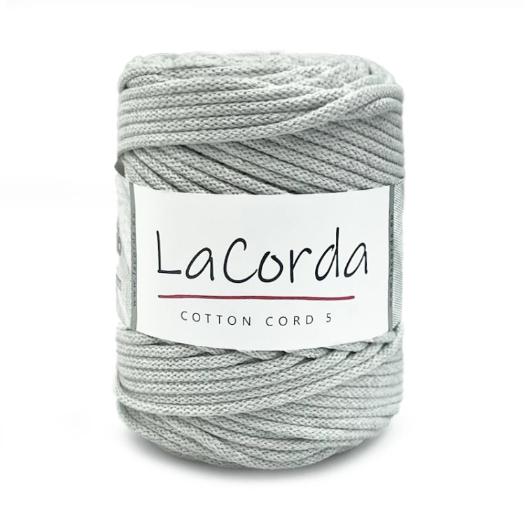 Sznurek La Corda Cotton Cord 5mm / rolka 100m / 110 jasny szary