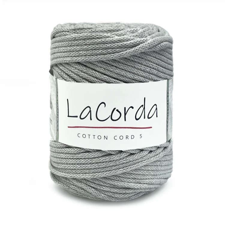 Sznurek La Corda Cotton Cord 5mm / rolka 100m / 120 szary