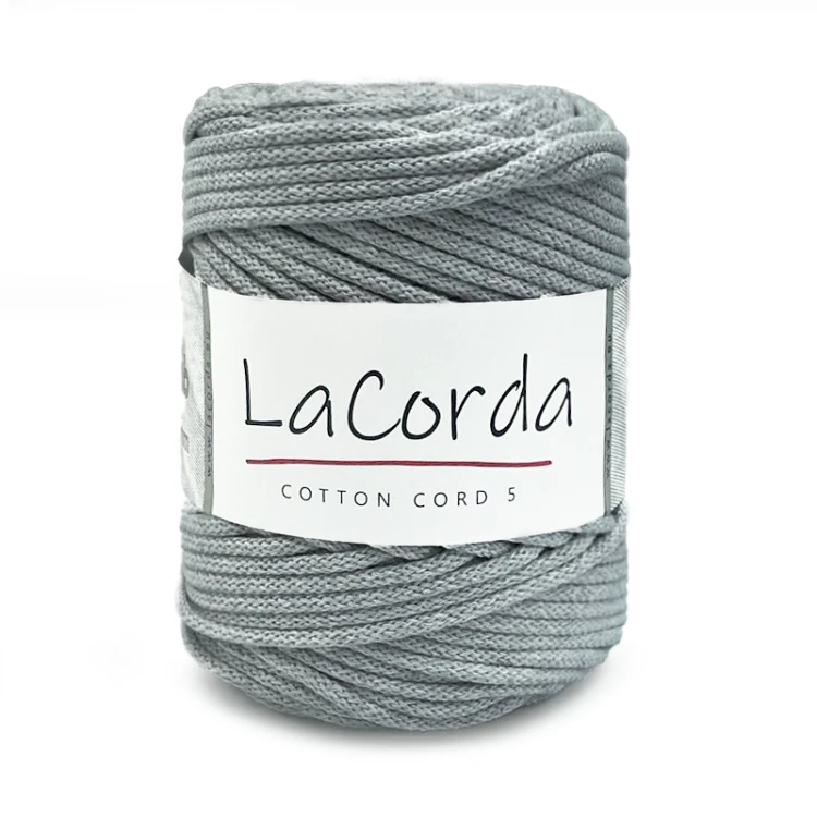Sznurek La Corda Cotton Cord 5mm / rolka 100m / 130 średni szary