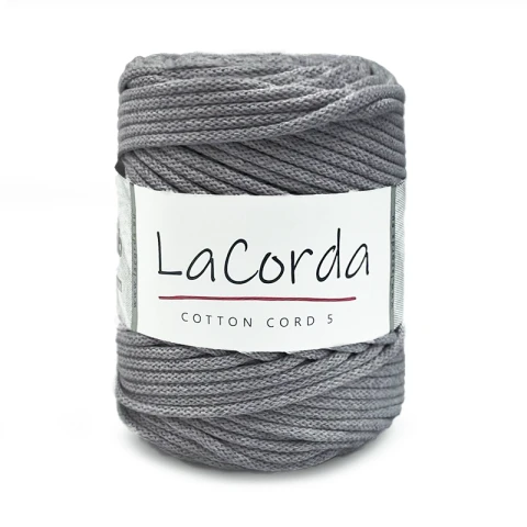 Sznurek La Corda Cotton Cord  5mm / rolka 100m / 140 ciemny szary
