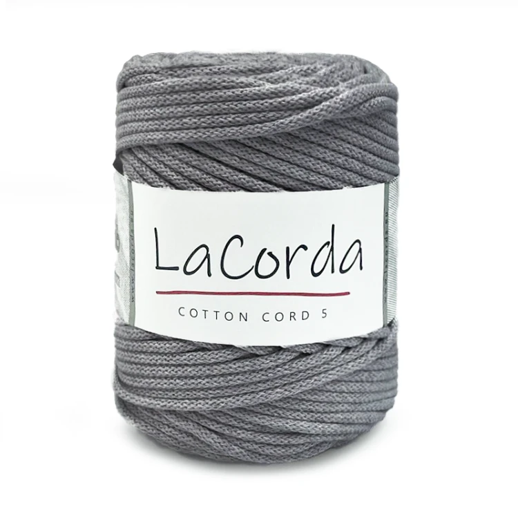 Sznurek La Corda Cotton Cord 5mm / rolka 100m / 140 ciemny szary
