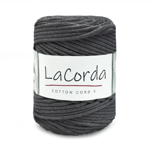 Sznurek La Corda Cotton Cord 5mm / rolka 100m / 145 grafit