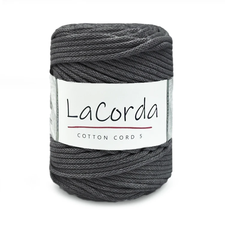 Sznurek La Corda Cotton Cord 5mm / rolka 100m / 145 grafit