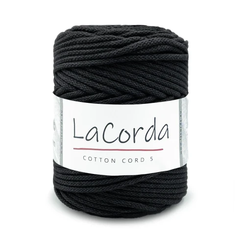 Sznurek La Corda Cotton Cord 5mm / rolka 100m / 160 czerń