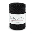 Sznurek La Corda Macrame Cotton  2mm / rolka 200m / 160 czerń