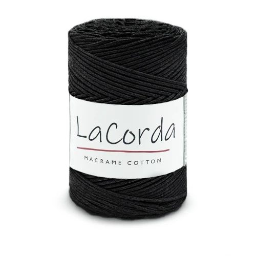 Sznurek La Corda Macrame Cotton 2mm / rolka 200m / 160 czerń