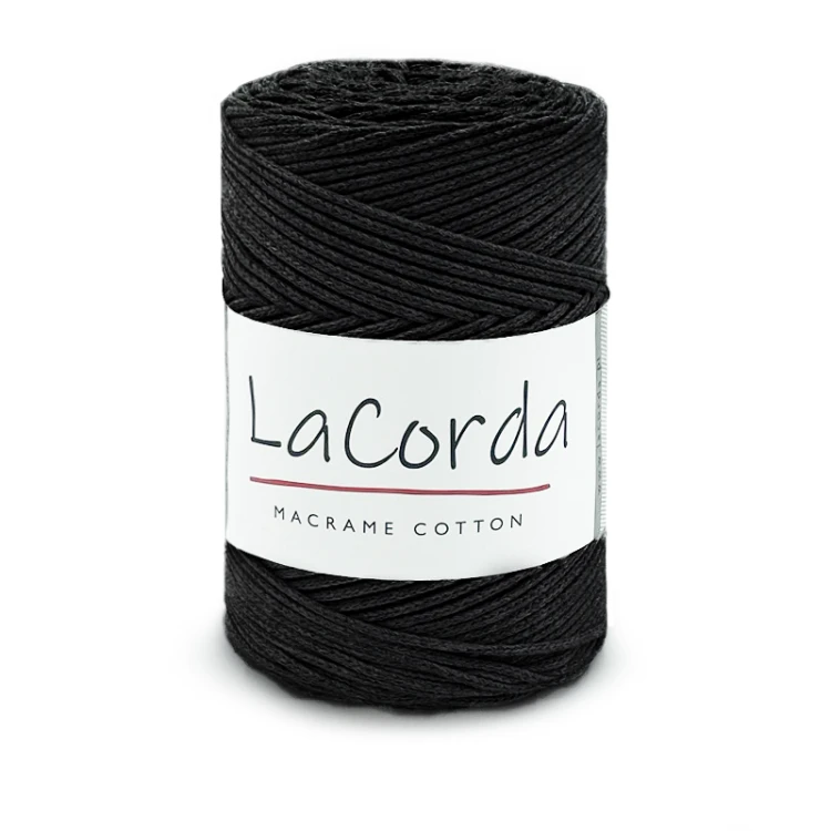 Sznurek La Corda Macrame Cotton 2mm / rolka 200m / 160 czerń
