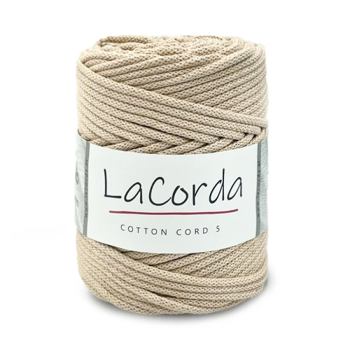 Sznurek La Corda Cotton Cord 5mm / rolka 100m / 210 ciepły beż