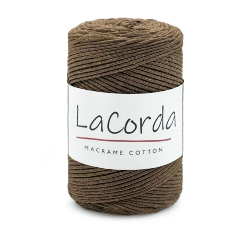 Sznurek La Corda Macrame Cotton 2mm / rolka 200m / 230 ciemny brąz