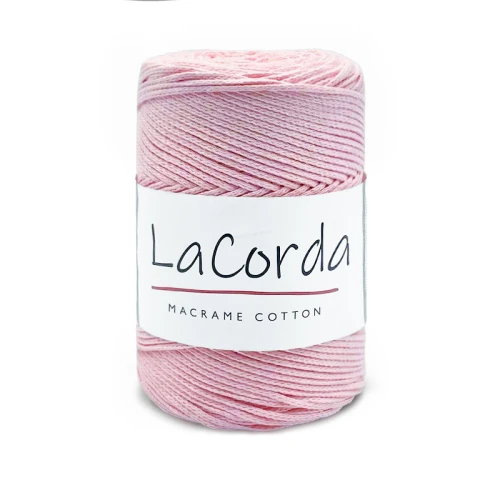 Sznurek La Corda Macrame Cotton 2mm / rolka 200m / 330 jasny róż