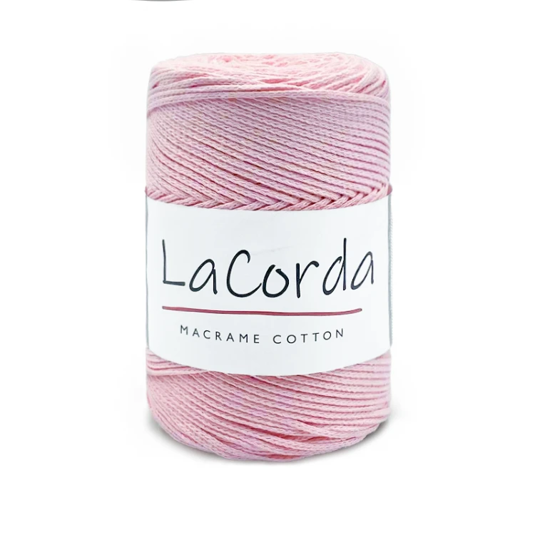 Sznurek La Corda Macrame Cotton 2mm / rolka 200m / 330 jasny róż