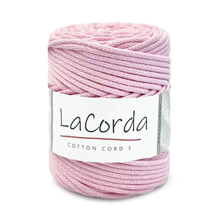 Sznurek La Corda Cotton Cord 5mm / rolka 100m / 330 jasny róż