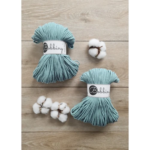 Sznurek pleciony bawełniany Bobbiny Junior / Duck Egg Blue / Brudny błękit / 3mm / 100m