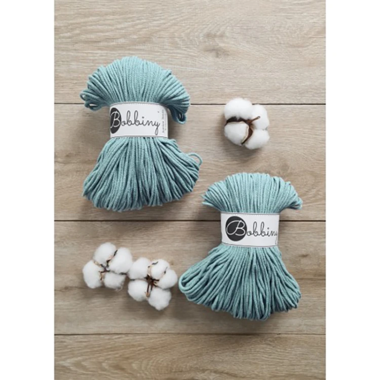 Sznurek pleciony bawełniany Bobbiny Junior / Duck Egg Blue / Brudny błękit / 3mm / 100m