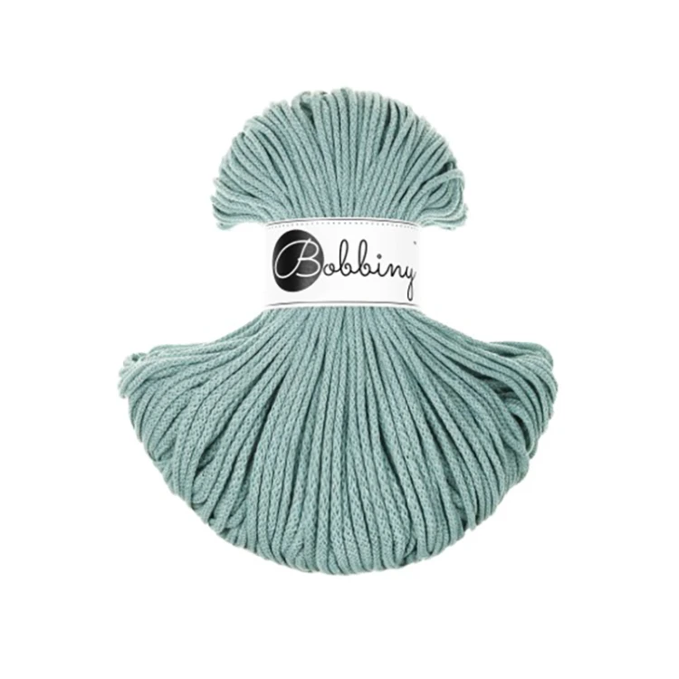 Sznurek pleciony bawełniany Bobbiny Junior / Duck Egg Blue / Brudny błękit / 3mm / 100m