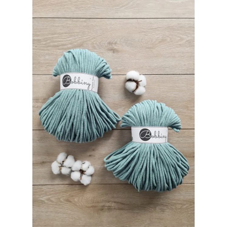 Sznurek pleciony bawełniany Bobbiny Premium / Duck Egg Blue / Brudny błękit / 5mm / 100m