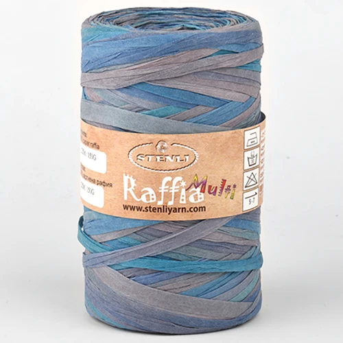 Włóczka Stenli Raffia Multi 05 / rafia papierowa / niebieski/jeans/lazur
