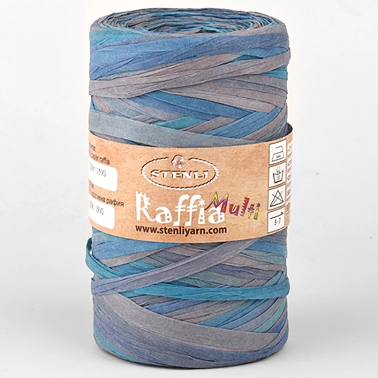 Włóczka Stenli Raffia Multi 05 / rafia papierowa / niebieski/jeans/lazur