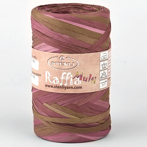 Włóczka Stenli Raffia Multi 13 / rafia papierowa / piwonia/brąz/oliwka