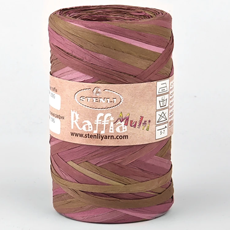 Włóczka Stenli Raffia Multi 13 / rafia papierowa / piwonia/brąz/oliwka