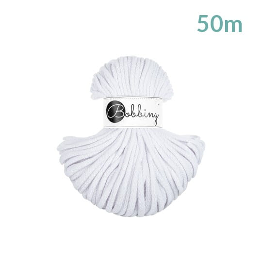 Sznurek pleciony bawełniany Bobbiny Premium MINI / Biały / White / 5mm / 50m
