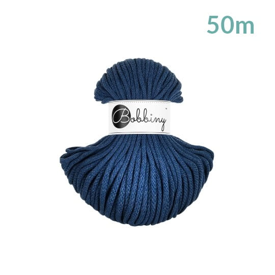 Sznurek pleciony bawełniany Bobbiny Premium MINI / Jeansowy / Jeans / 5mm / 50m