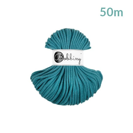 Sznurek pleciony bawełniany Bobbiny Premium MINI / Morski / Teal / 5mm / 50m