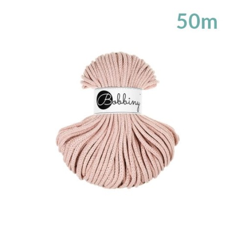 Sznurek pleciony bawełniany Bobbiny Premium MINI / Pastelowy Róż / Pastel Pink / 5mm / 50m