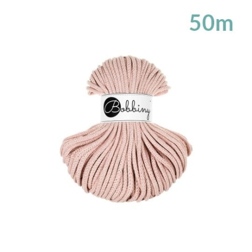 Sznurek pleciony bawełniany Bobbiny Premium MINI / Pastelowy Róż / Pastel Pink / 5mm / 50m