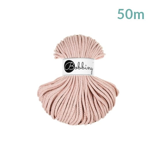 Sznurek pleciony bawełniany Bobbiny Premium MINI / Pastelowy Róż / Pastel Pink / 5mm / 50m