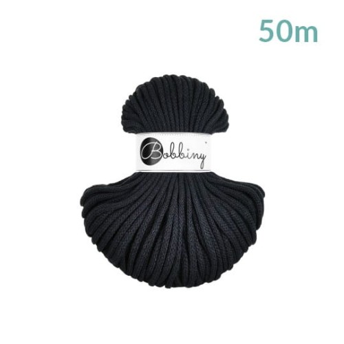 Sznurek pleciony bawełniany Bobbiny Premium MINI / Czerń / Black /  5mm / 50m