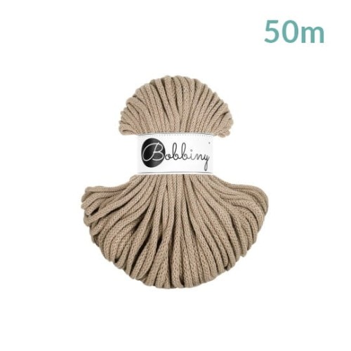 Sznurek pleciony bawełniany Bobbiny Premium MINI / Piaskowy / Sand / 5mm / 50m