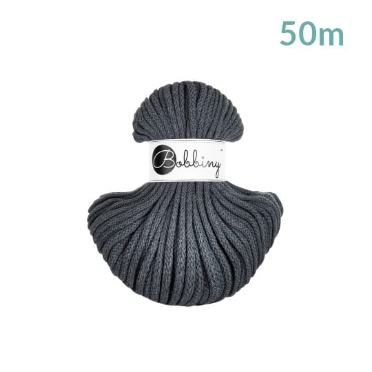 Sznurek pleciony bawełniany Bobbiny Premium MINI / Grafitowy / Charcoal / 5mm / 50m