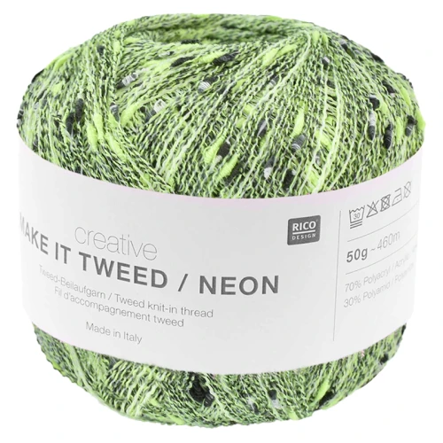 Nić / Włóczka fantazyjna Rico Design Creative Make It Tweed Neon 001 / yellow green
