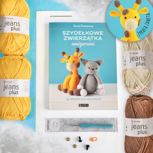 Zestaw Amigurumi na Żyrafę Żanetę / włóczki, szydełko, książka i akcesoria