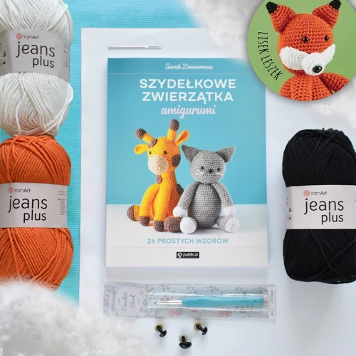 Zestaw Amigurumi na Liska Leszka / włóczki, szydełko, książka i akcesoria