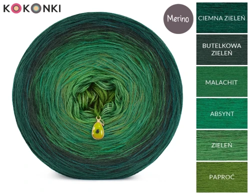 KOKONEK Merino 800 Buskatka - Ciemna zieleń/butelkowa zieleń/malachit/absynt/zieleń/paproć