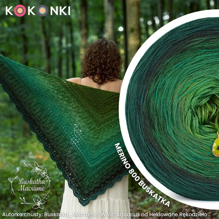 KOKONEK Merino 800 Buskatka - Ciemna zieleń/butelkowa zieleń/malachit/absynt/zieleń/paproć