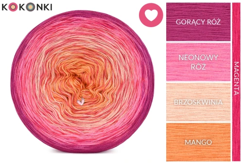 KOKONEK Rare Classic W06 Walentynki - Gorący róż/neonowy róż/brzoskwinia/mango + magenta