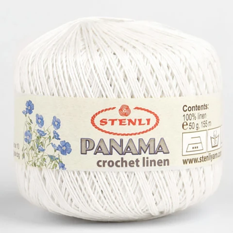 Włóczka Stenli Panama 01 / 100% len / biel