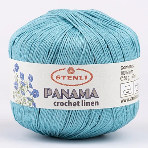Włóczka Stenli Panama 15 / 100% len / cyjan