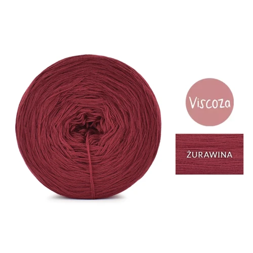 KOKONEK Viscoza - żurawina, 3 nitki, 1200 m, 225g - GOTOWY
