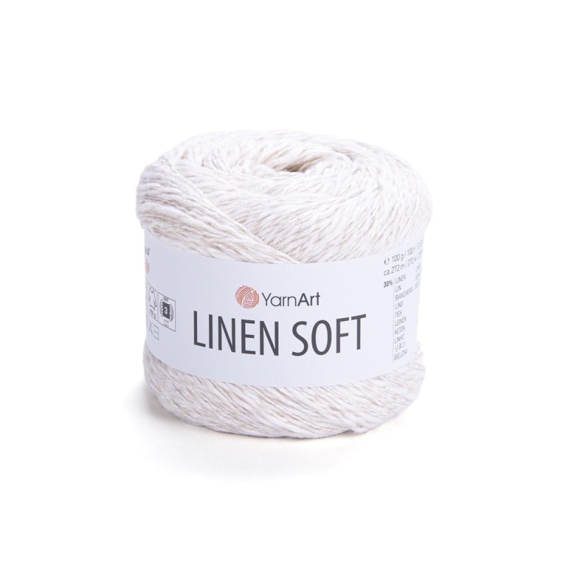 Włóczka YarnArt Linen Soft / 100 g / len wiskoza bawełna / 7301 / off white