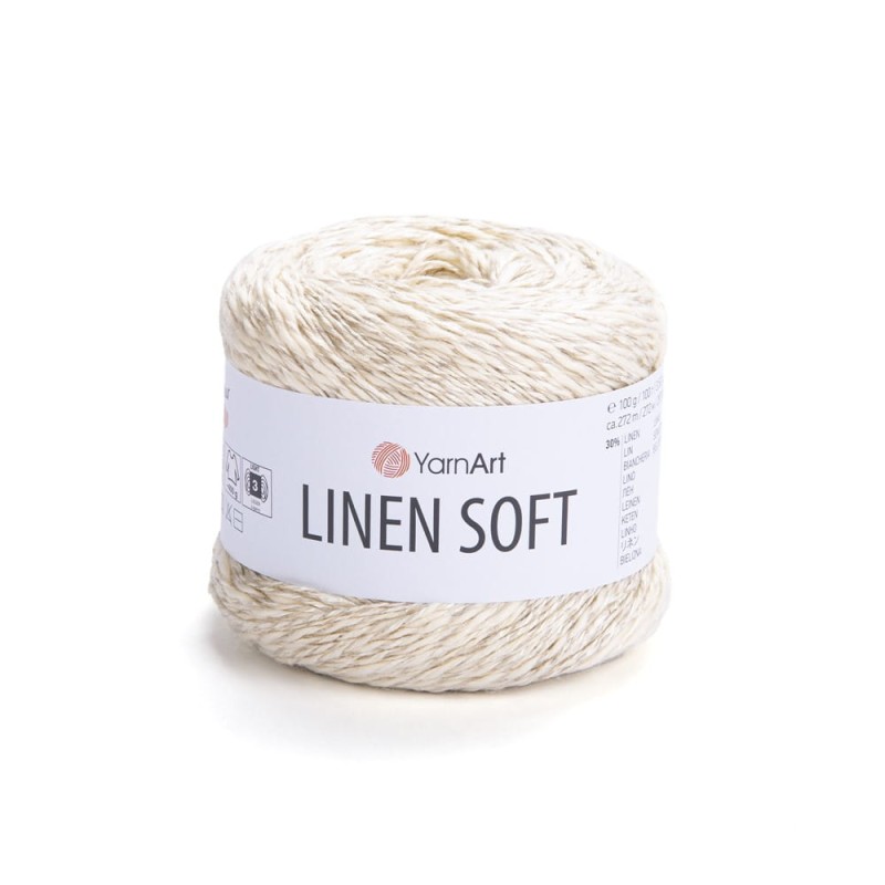 Włóczka YarnArt Linen Soft / 100 g / len wiskoza bawełna / 7302 / ecru