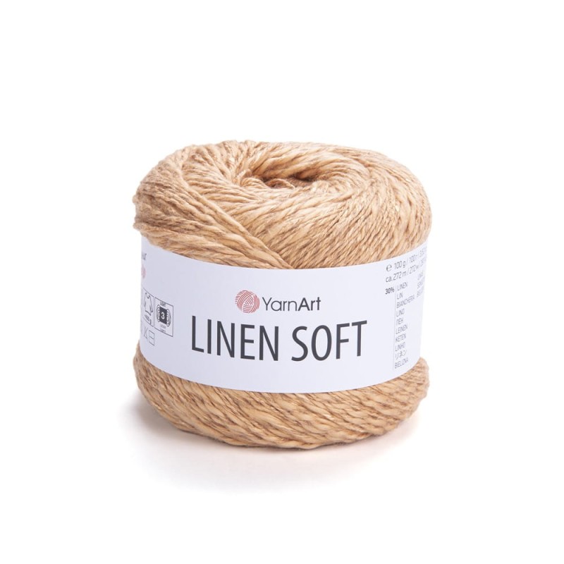 Włóczka YarnArt Linen Soft / 100 g / len wiskoza bawełna / 7305 / jasny brąz