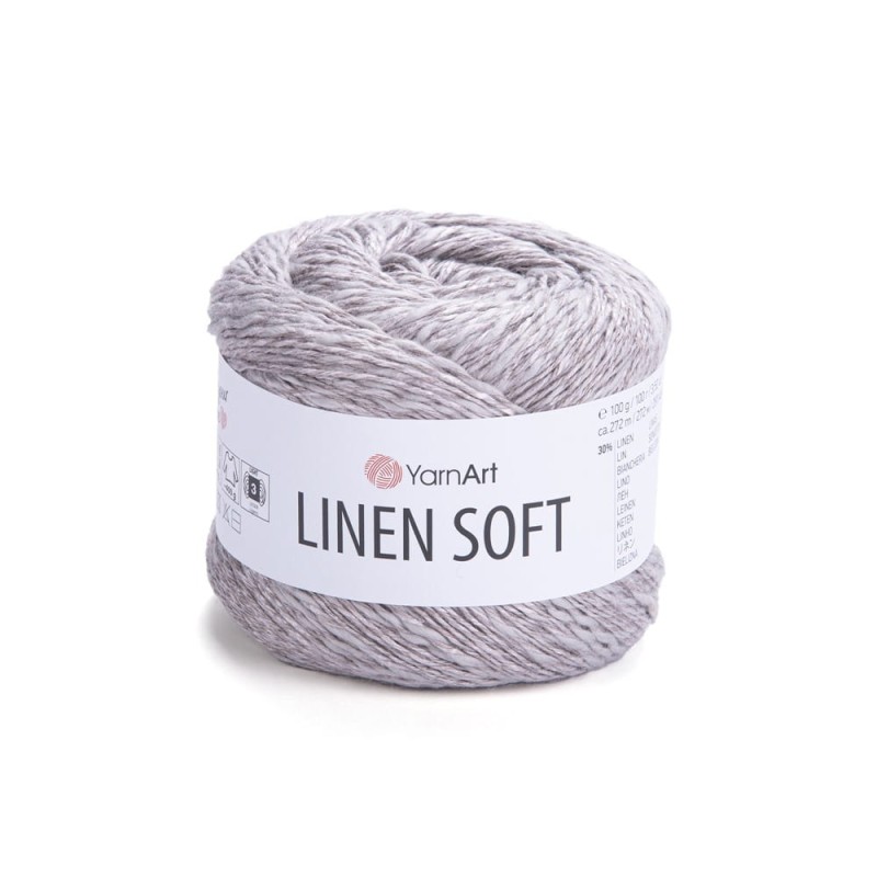 Włóczka YarnArt Linen Soft / 100 g / len wiskoza bawełna / 7307 / szarobeżowy